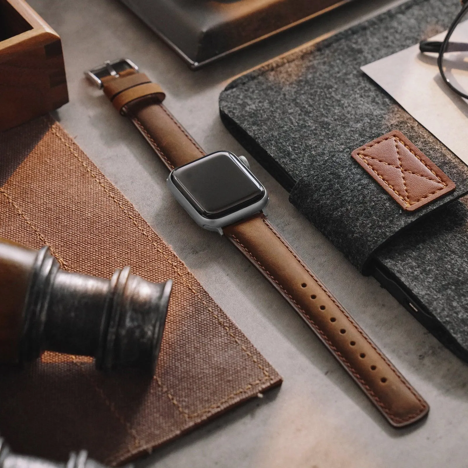 Ritche Brown Leather Watch Bands for Apple watch Series 1/2/3/4/5/6/7/SE