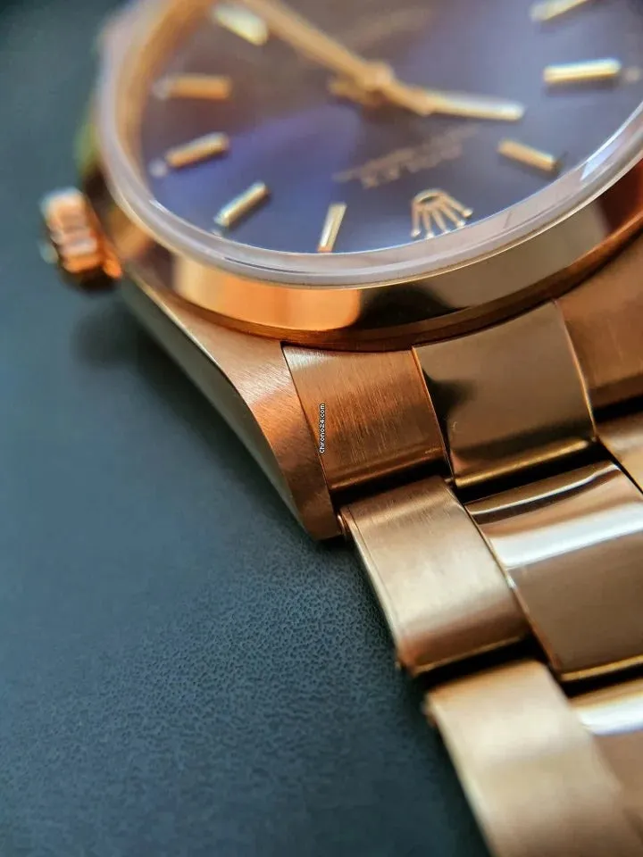 RLX Oyster Perpetual Silver Blue Dial Swiss Automatic Watch With Rose Gold Stainless Steel Strap Watch For Men's-Best For Formal Look RLX-67198