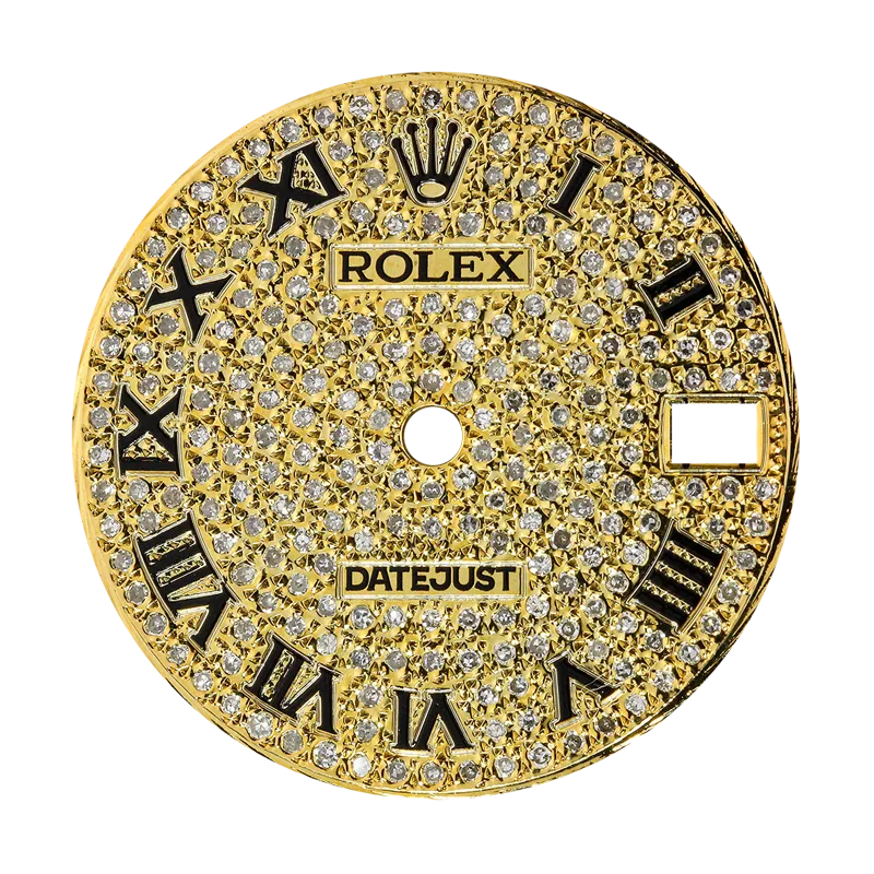 Rolex DateJust 31mm Gold Diamond Pavé Custom Dial