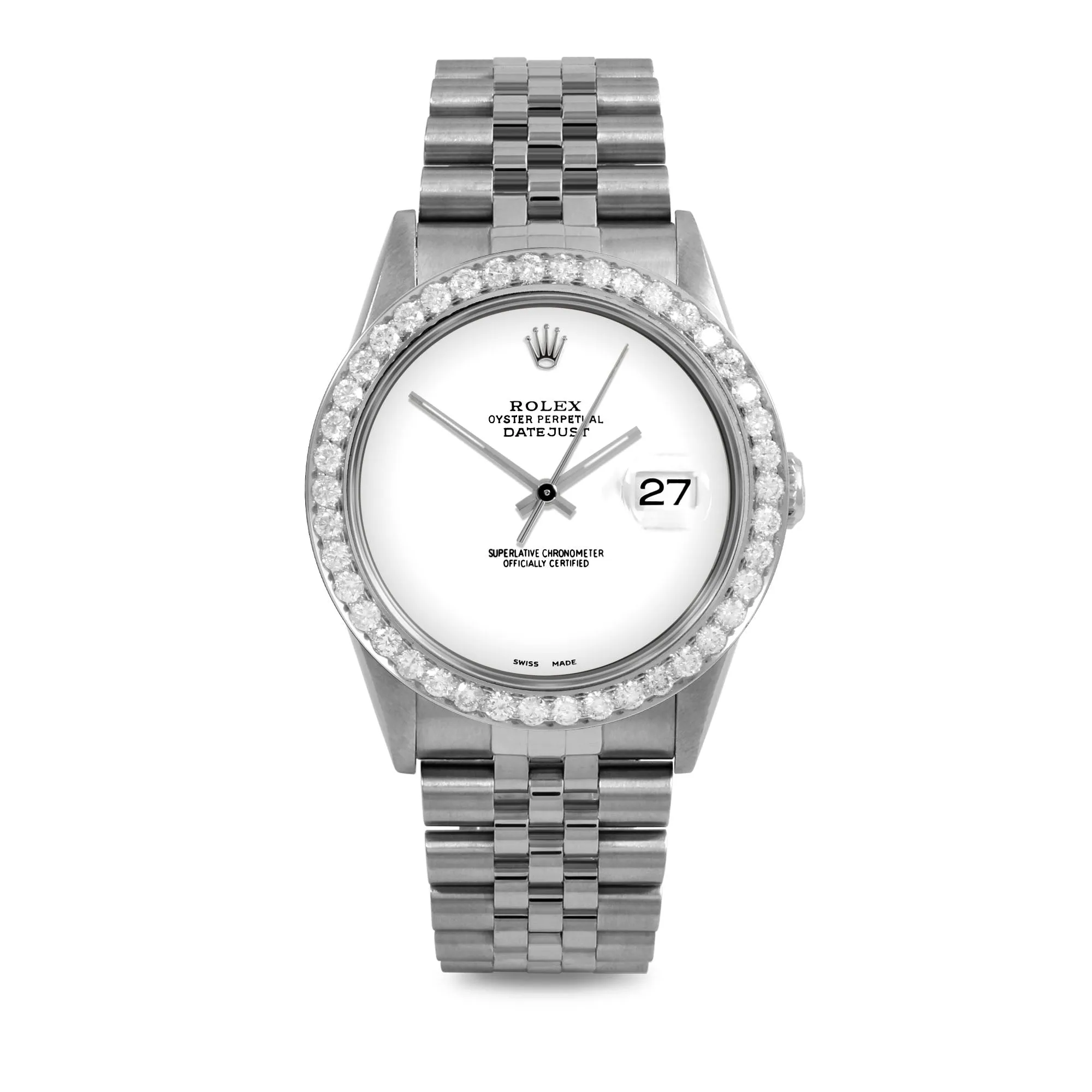 Rolex Datejust 36mm | 16234-WHT-NOHM-25CT-JBL