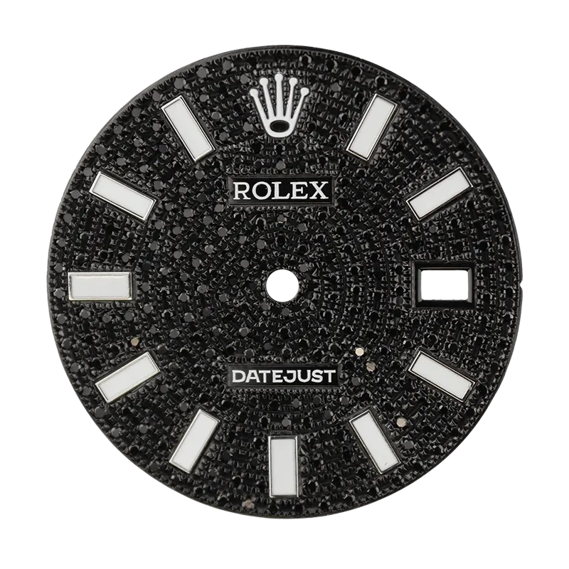 Rolex DateJust 41mm Black Diamond Pavé Custom Dial