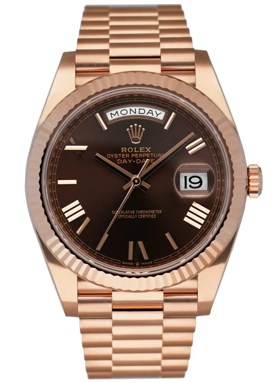Rolex Day-Date 228235 18K Rose Gold Men's Watch Box & papers
