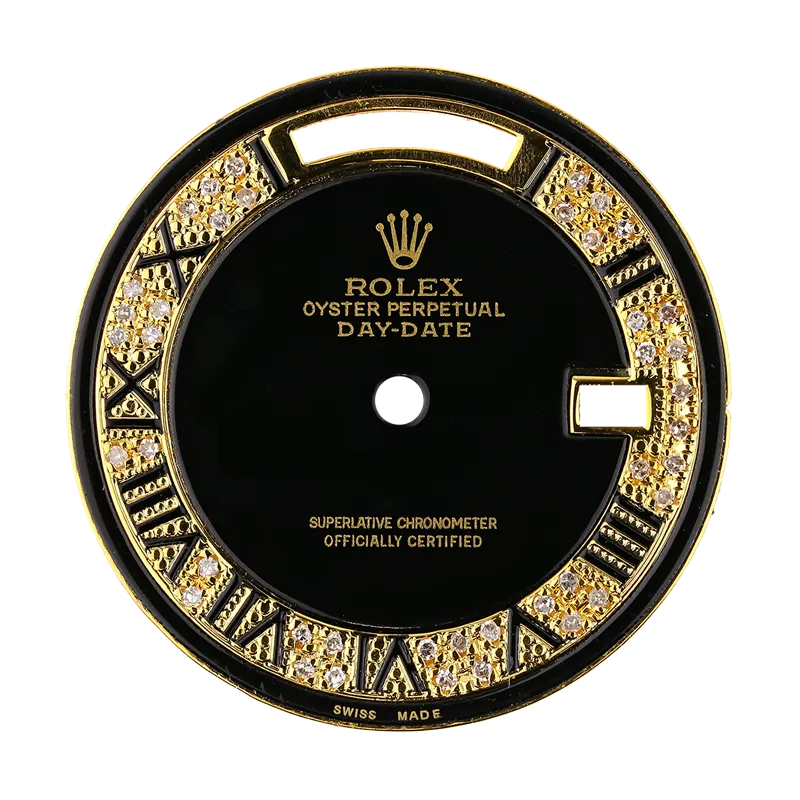 Rolex Day-Date 36mm Black/Gold Diamond Set Custom Dial