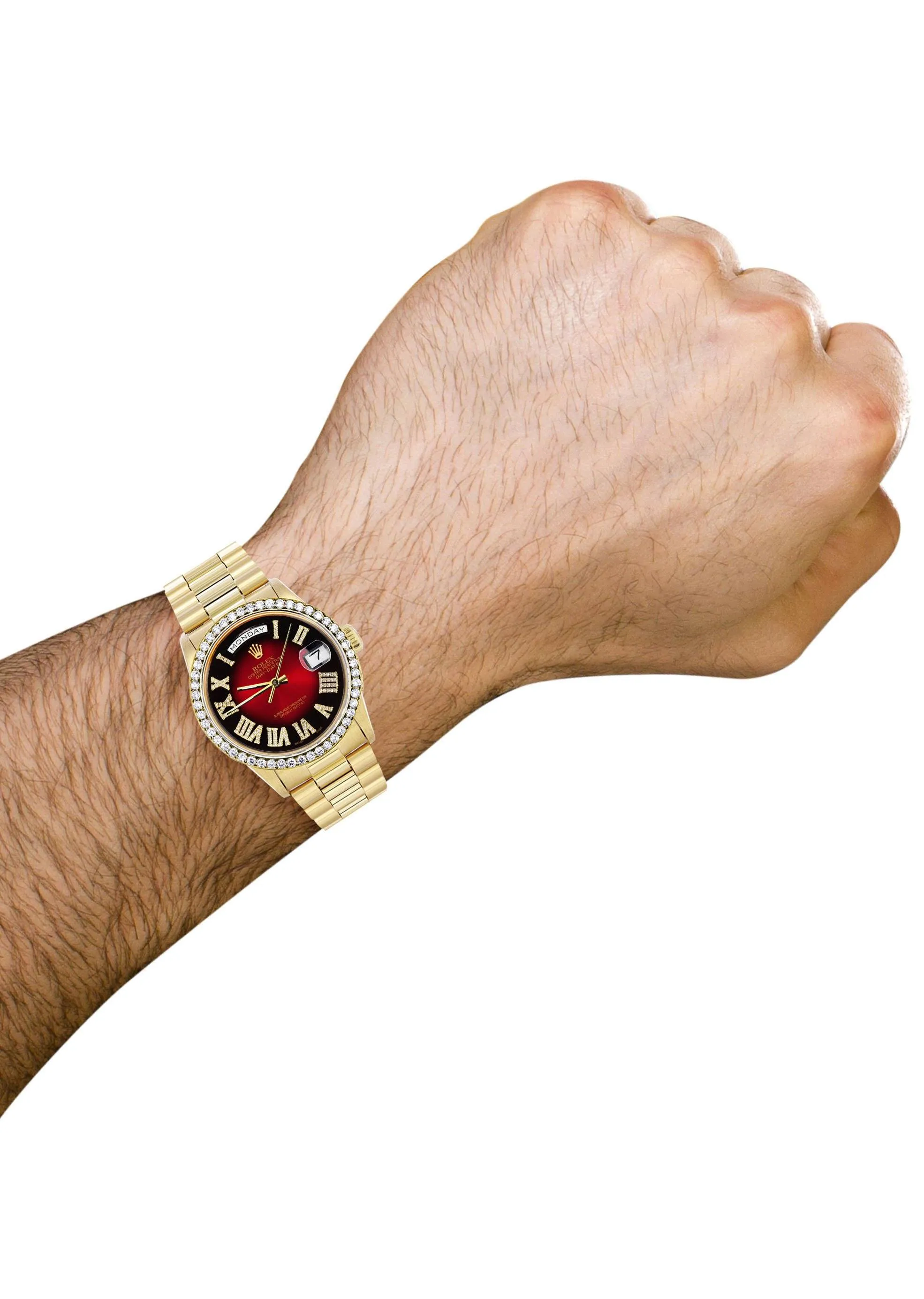 Rolex Day-Date | Presidential | Model 18238 | 18K Yellow Gold | Diamond Bezel | Red Diamond Roman Numeral