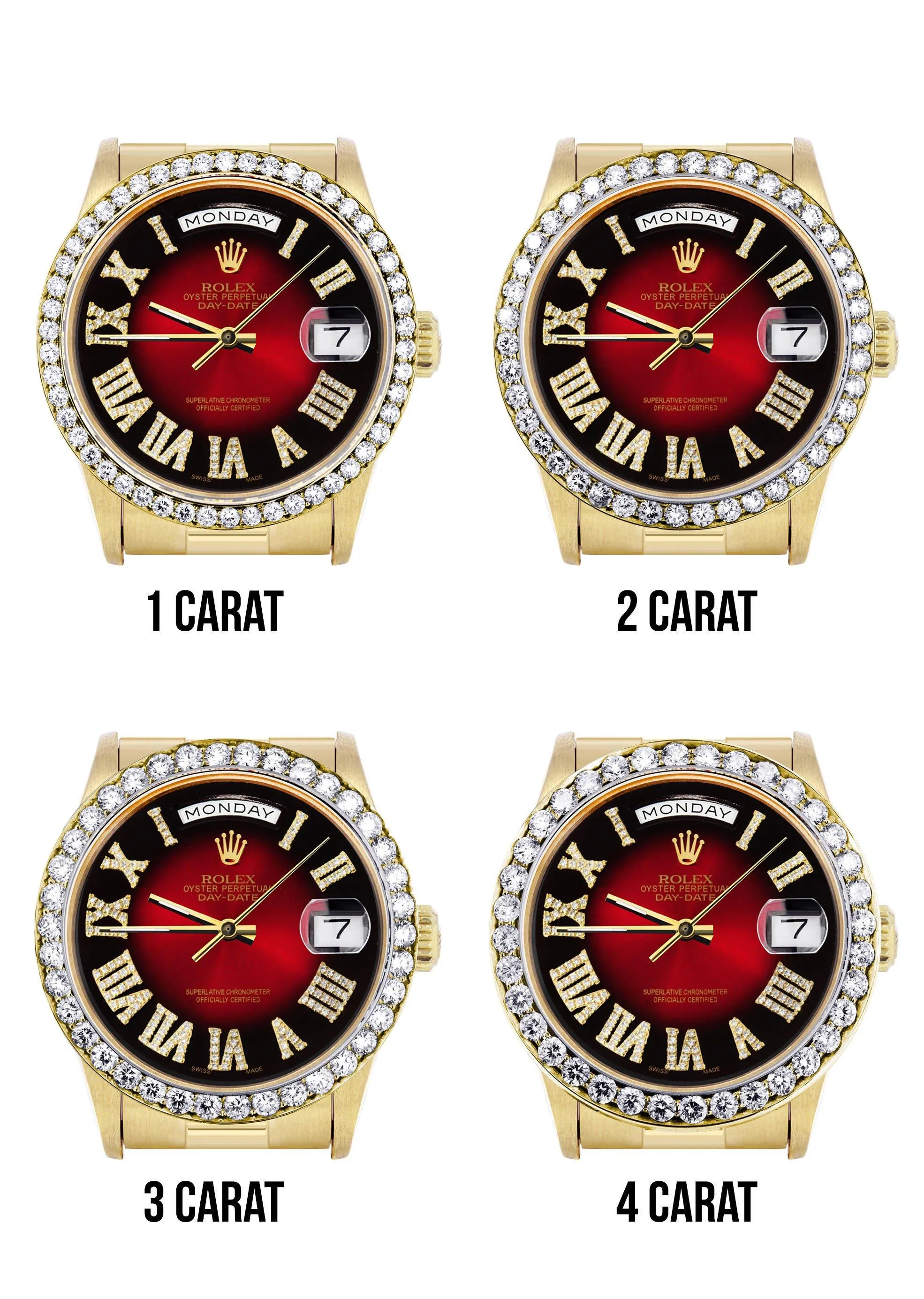 Rolex Day-Date | Presidential | Model 18238 | 18K Yellow Gold | Diamond Bezel | Red Diamond Roman Numeral