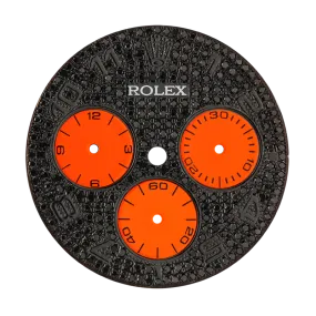 Rolex Daytona Black Diamond Pavé/ Orange Sub-Dials Custom Dial