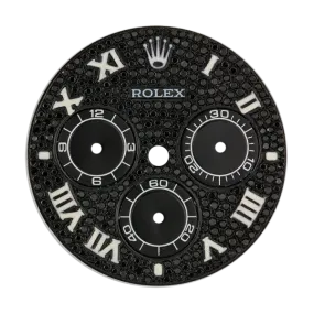 Rolex Daytona Black Diamond Pavé/White Roman Numerals Custom Dial