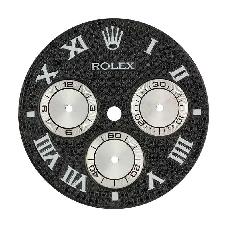 Rolex Daytona Black Diamond Pavé/White Sub-Dials Custom Dial