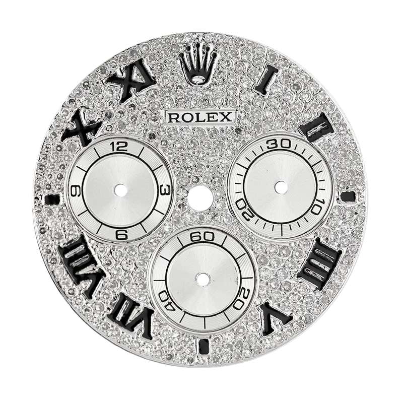 Rolex Daytona Diamond Pavé/Black Roman Numerals Custom Dial