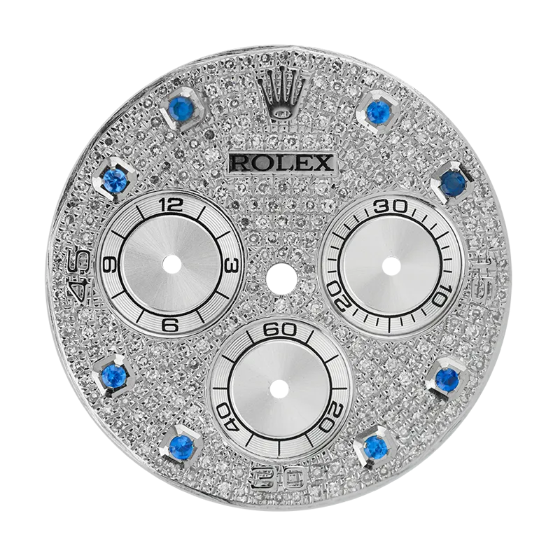 Rolex Daytona Diamond Pavé/Blue Precious Stone Hour Markers Custom Dial