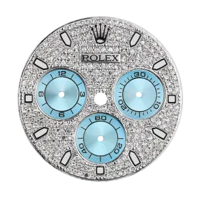 Rolex Daytona Diamond Pavé/Blue Subdials Custom Dial