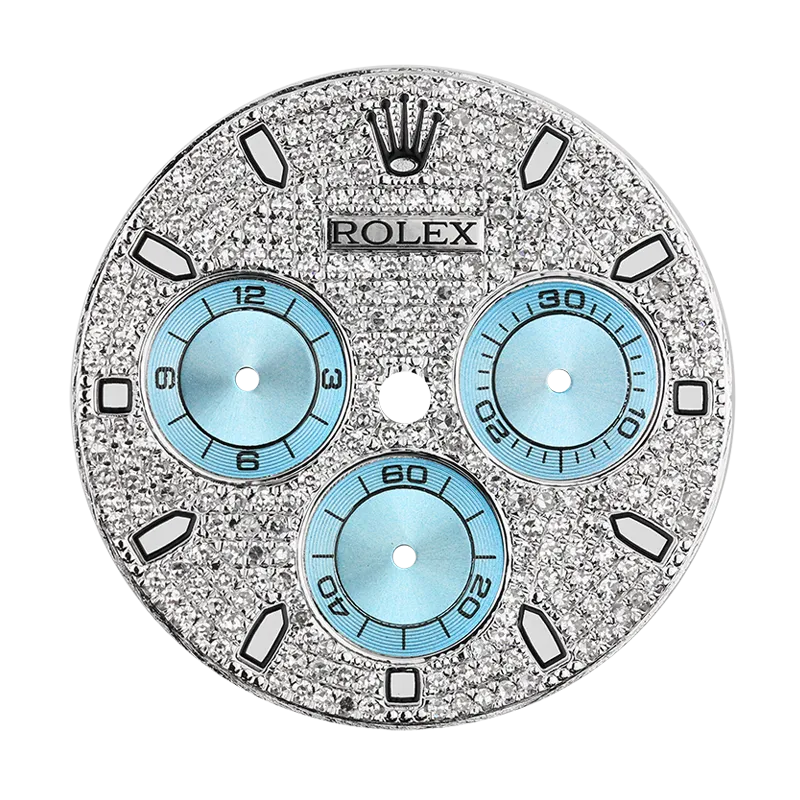 Rolex Daytona Diamond Pavé/Blue Subdials Custom Dial