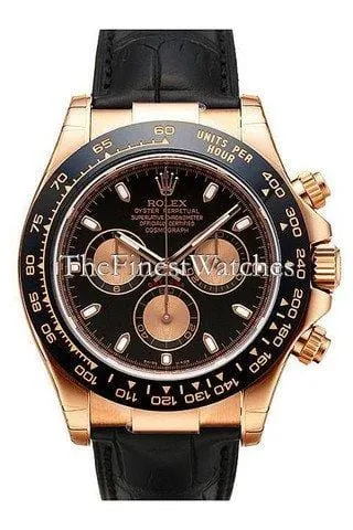 Rolex Daytona Pink Gold Strap Watch, Bronze Arabic Dial