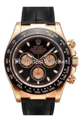 Rolex Daytona Pink Gold Strap Watch, Bronze Arabic Dial