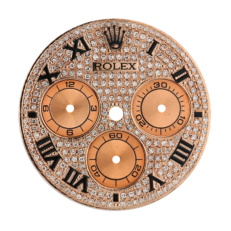 Rolex Daytona Rose Gold Diamon Pavé/ Black Roman Numeral Custom Dial
