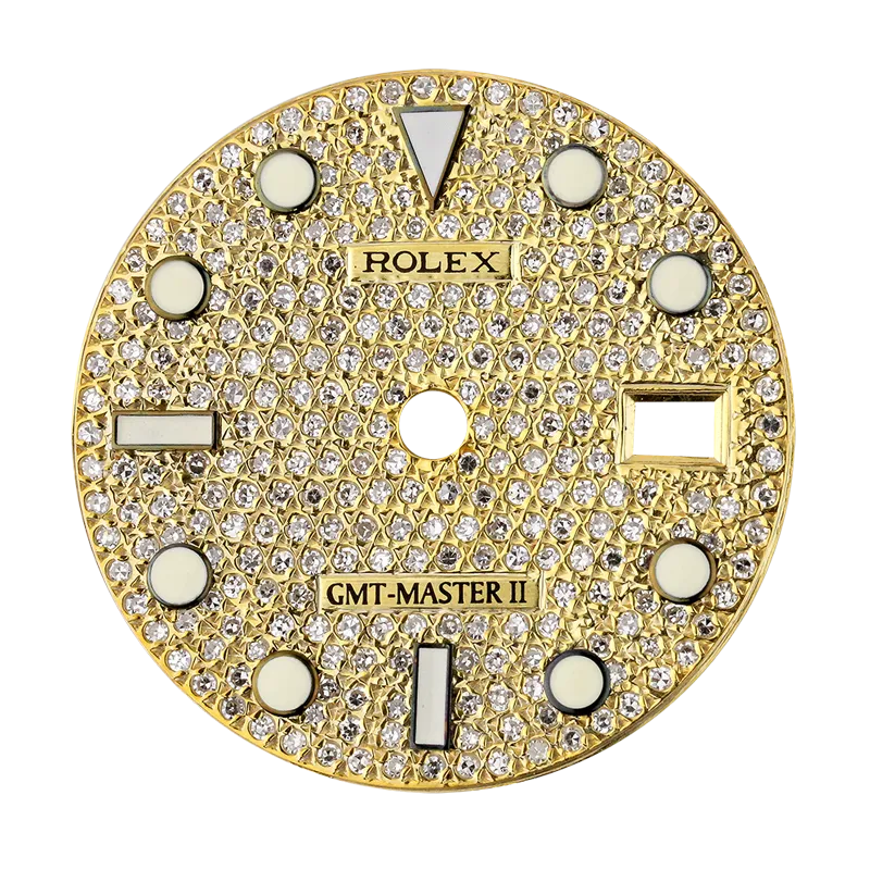 Rolex GMT-Master II 40mm Gold Diamond Pavé Custom Dial