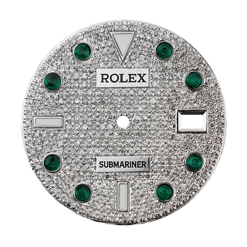Rolex Submariner 40mm Diamond Pavé/Green Precious Stone Hour Marker Custom Dial