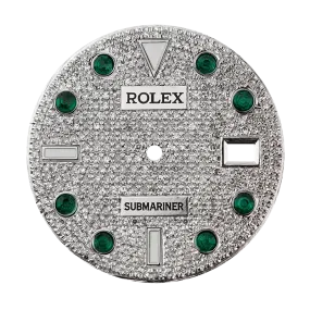 Rolex Submariner 40mm Diamond Pavé/Green Precious Stone Hour Marker Custom Dial