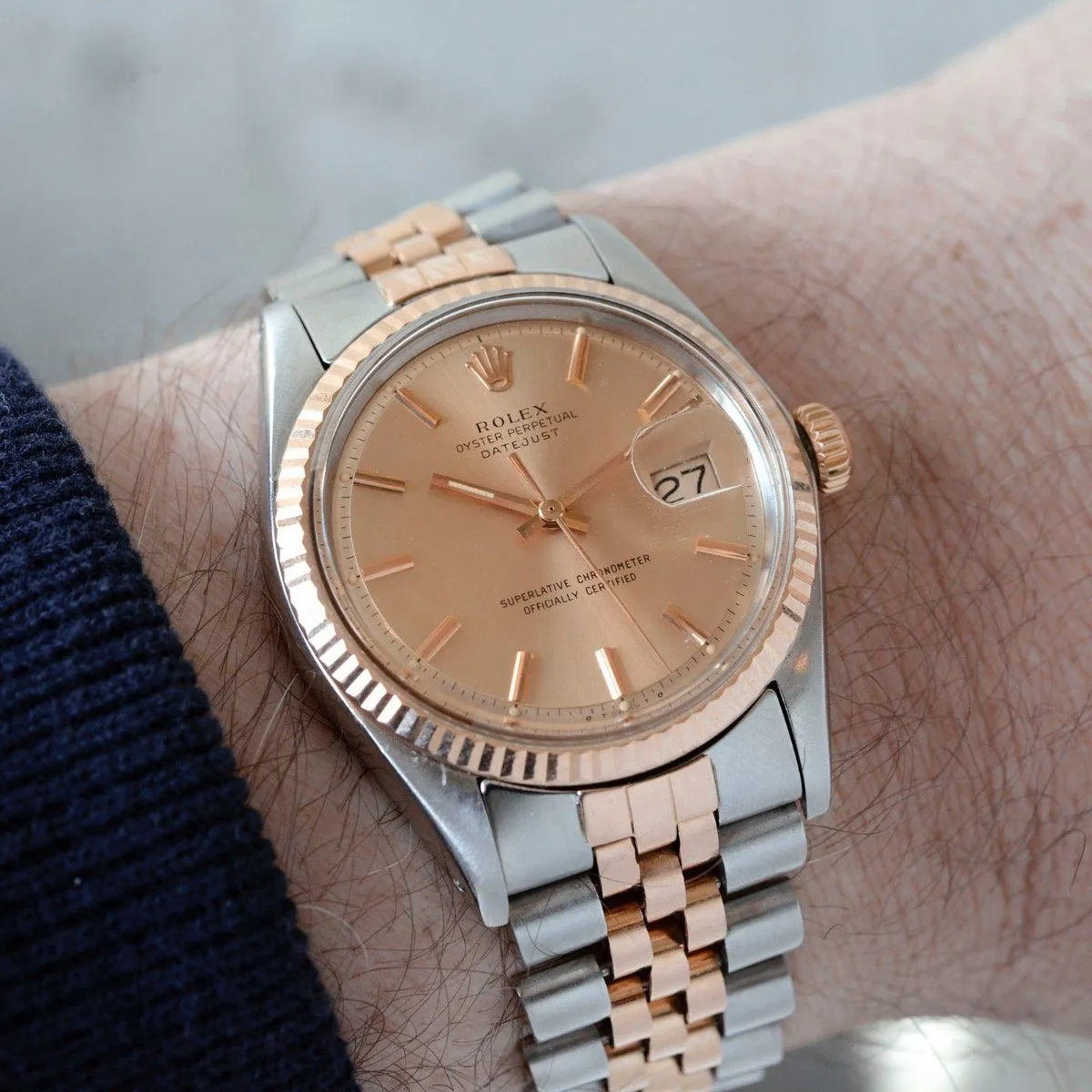 Rolex Two Tone Rose Gold 1601 Datejust