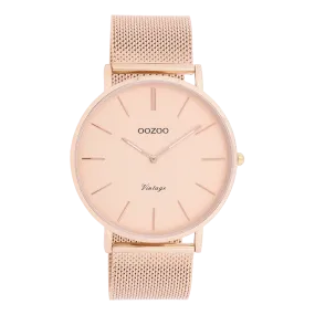 Rose gold coloured OOZOO watch with rose gold coloured metal mesh bracelet - C9920