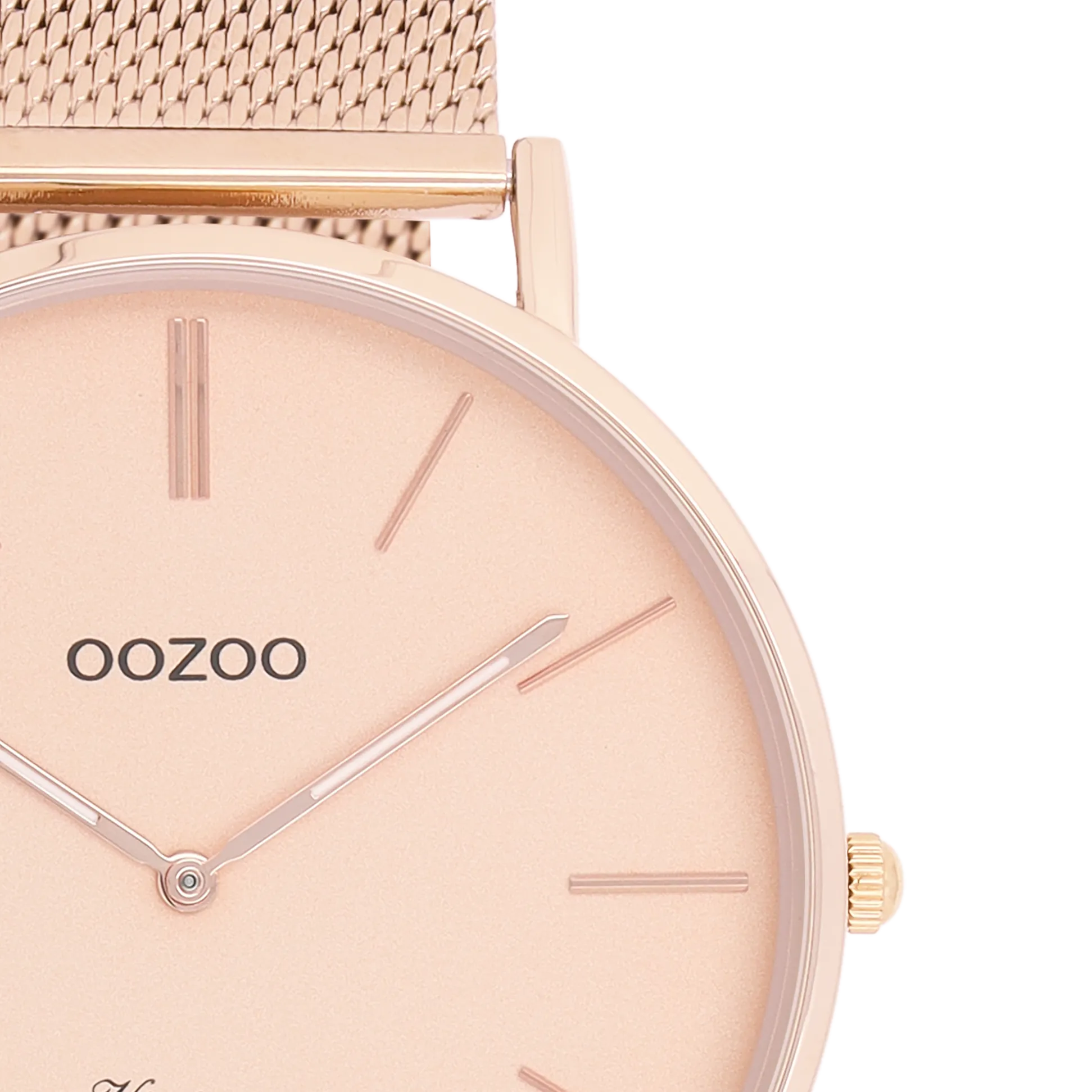 Rose gold coloured OOZOO watch with rose gold coloured metal mesh bracelet - C9920