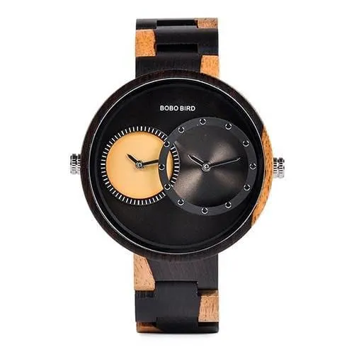 Round Shaped Mechanical Wooden Watch