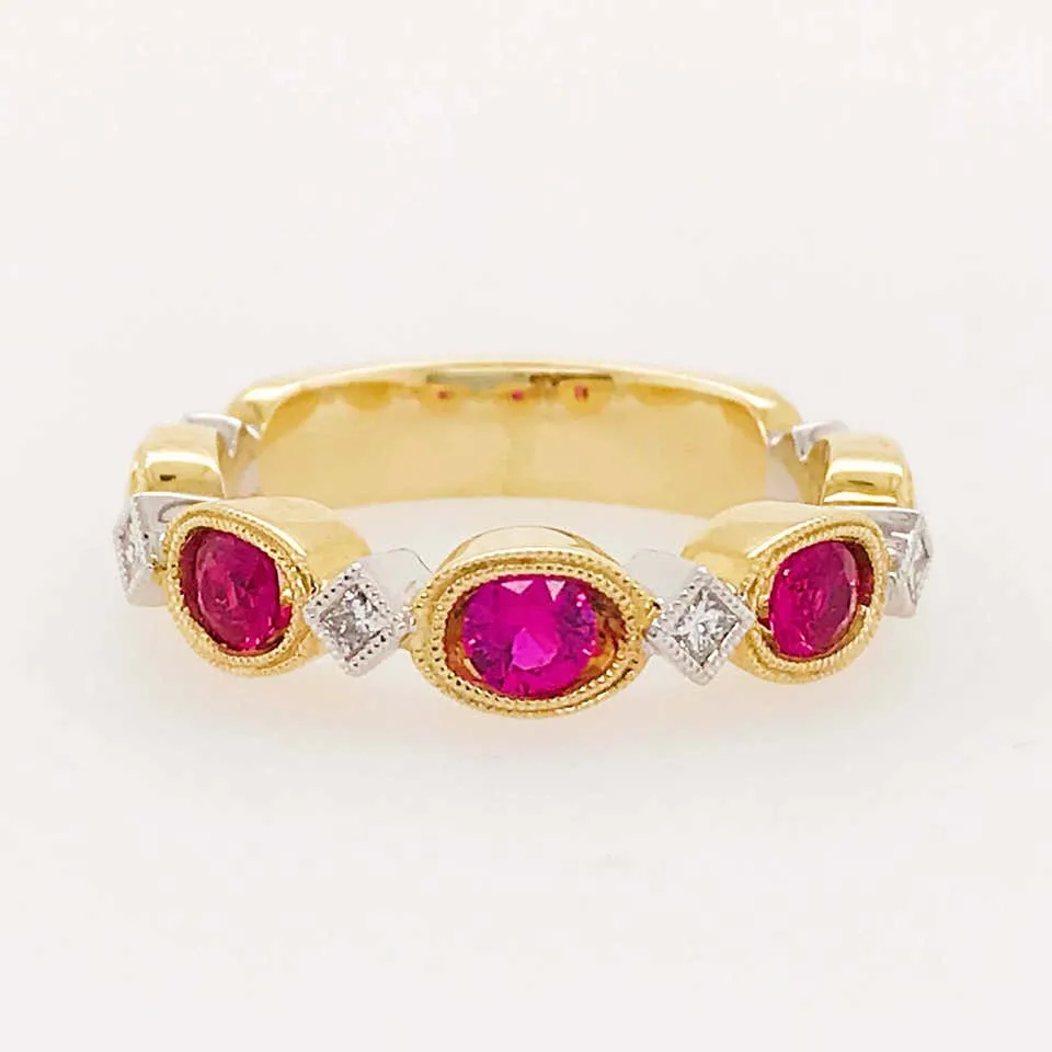 Ruby and Diamond Two Toned Ring