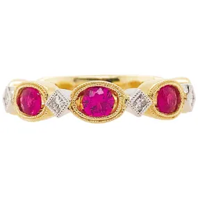 Ruby and Diamond Two Toned Ring