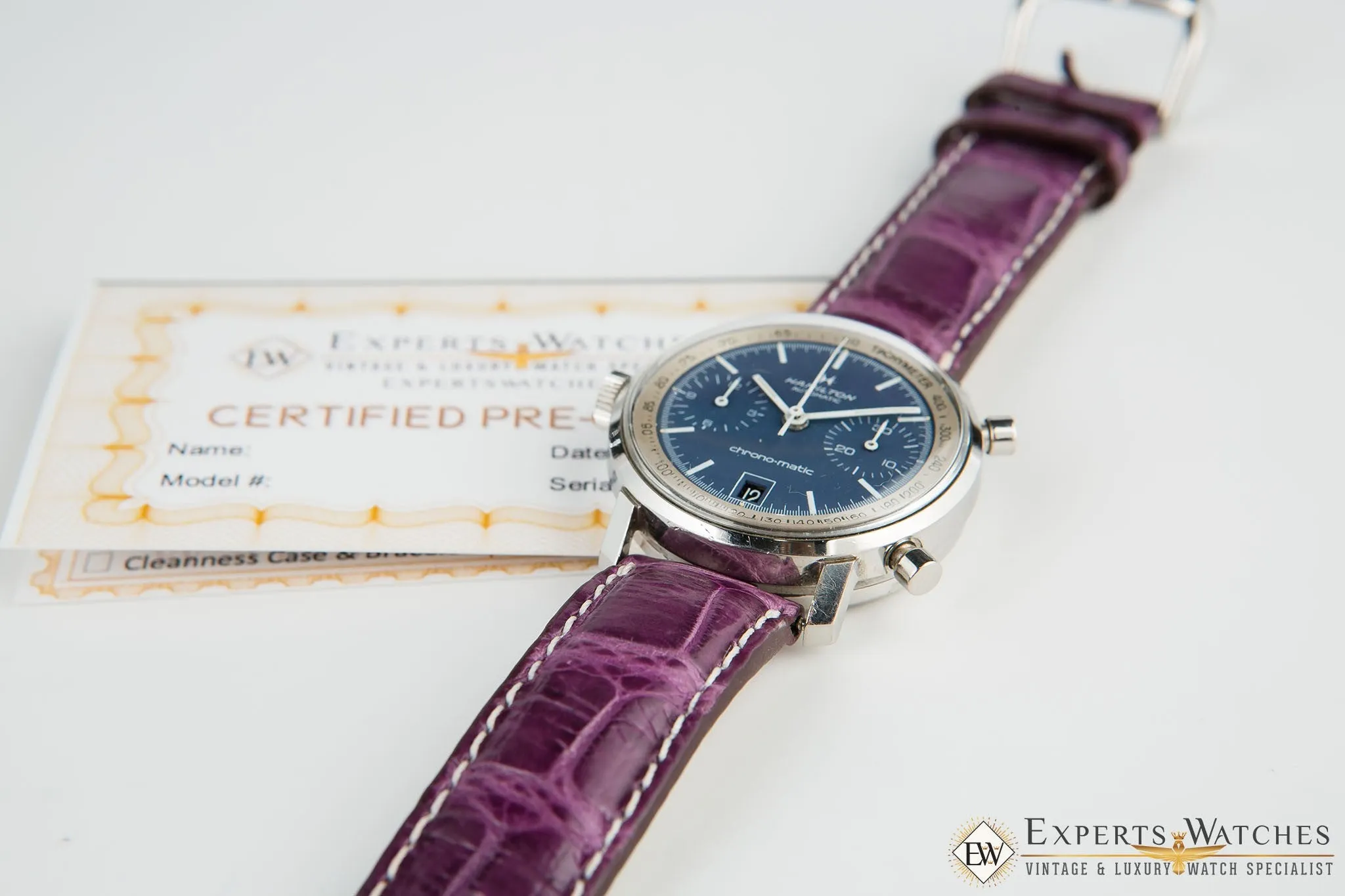 Serviced Vintage 1970's Hamilton Chrono-Matic Chronograph Date Blue Cal 11 Watch