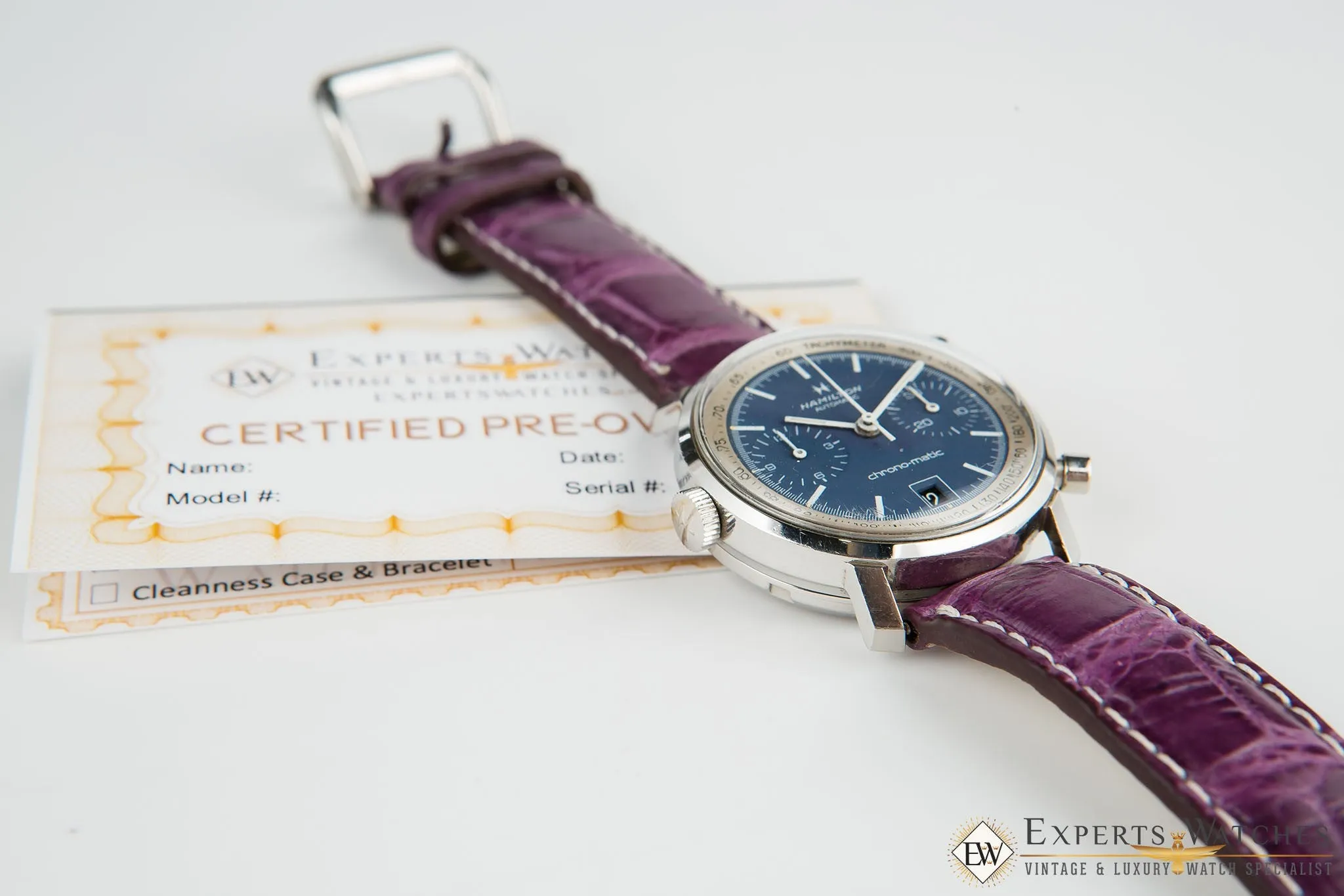 Serviced Vintage 1970's Hamilton Chrono-Matic Chronograph Date Blue Cal 11 Watch