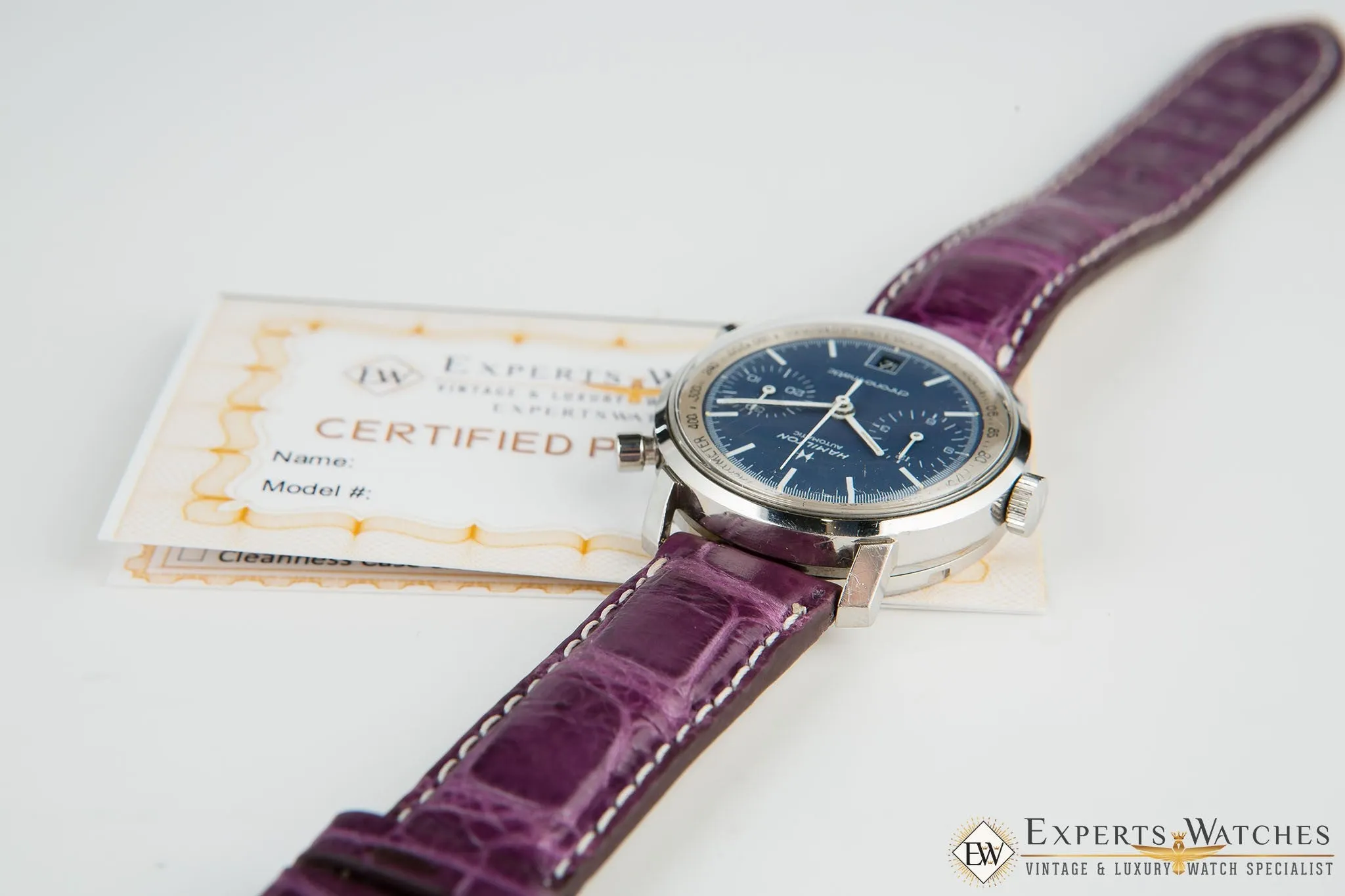 Serviced Vintage 1970's Hamilton Chrono-Matic Chronograph Date Blue Cal 11 Watch