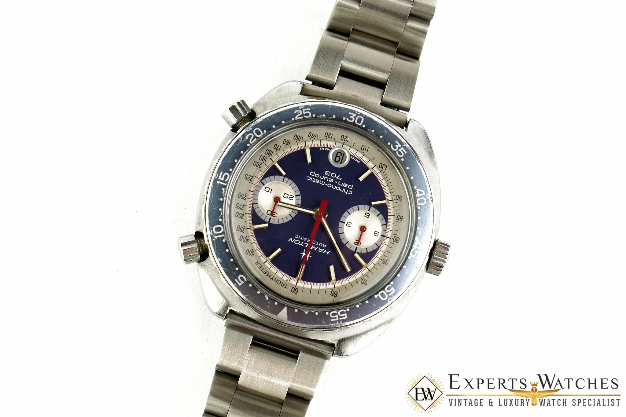 Serviced Vintage 1970's Hamilton Chrono-Matic Pan Europ 703 Cal 11 Watch Box