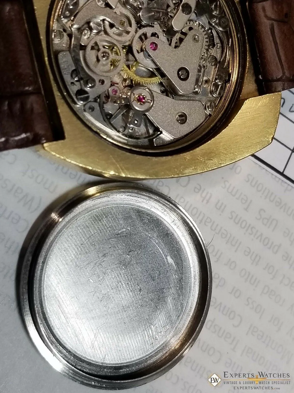Serviced Vintage Carronade BullHead Chronograph Valjoux 7734 Gold 42.50 mm Watch