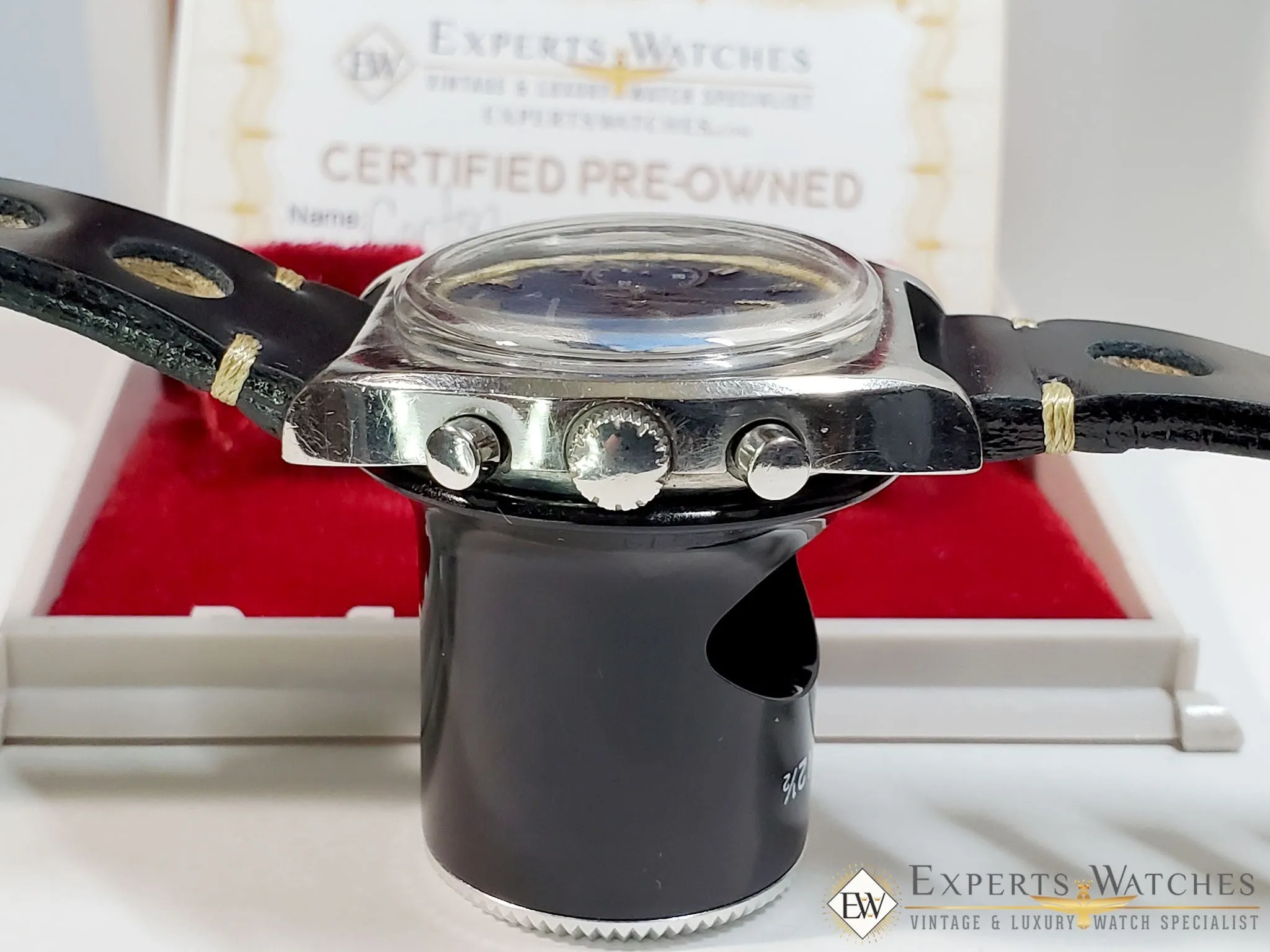 Serviced Vintage Croton 1878 chronograph Valjoux 7733 Panda Dial Heuer Box Watch