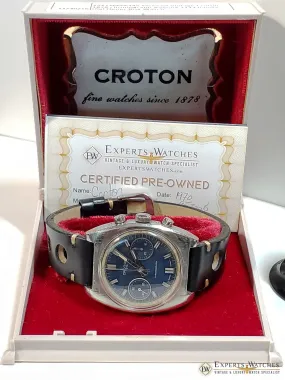 Serviced Vintage Croton 1878 chronograph Valjoux 7733 Panda Dial Heuer Box Watch