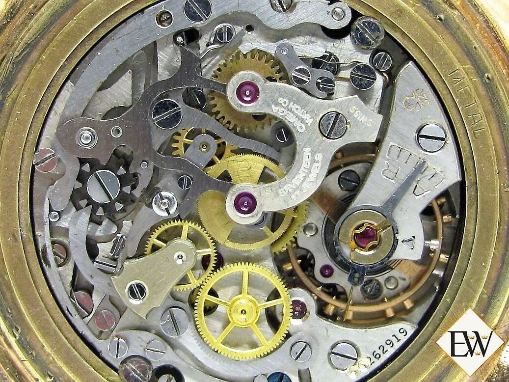 Serviced Vintage OMEGA 2872 OT 18K GOLD CHRONOGRAPH 320 Pre 321 Box & Paper 1952