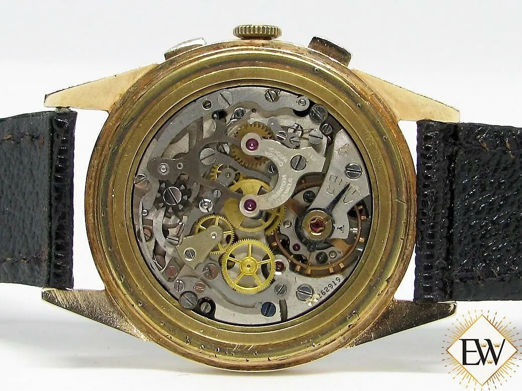 Serviced Vintage OMEGA 2872 OT 18K GOLD CHRONOGRAPH 320 Pre 321 Box & Paper 1952