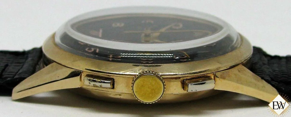 Serviced Vintage OMEGA 2872 OT 18K GOLD CHRONOGRAPH 320 Pre 321 Box & Paper 1952