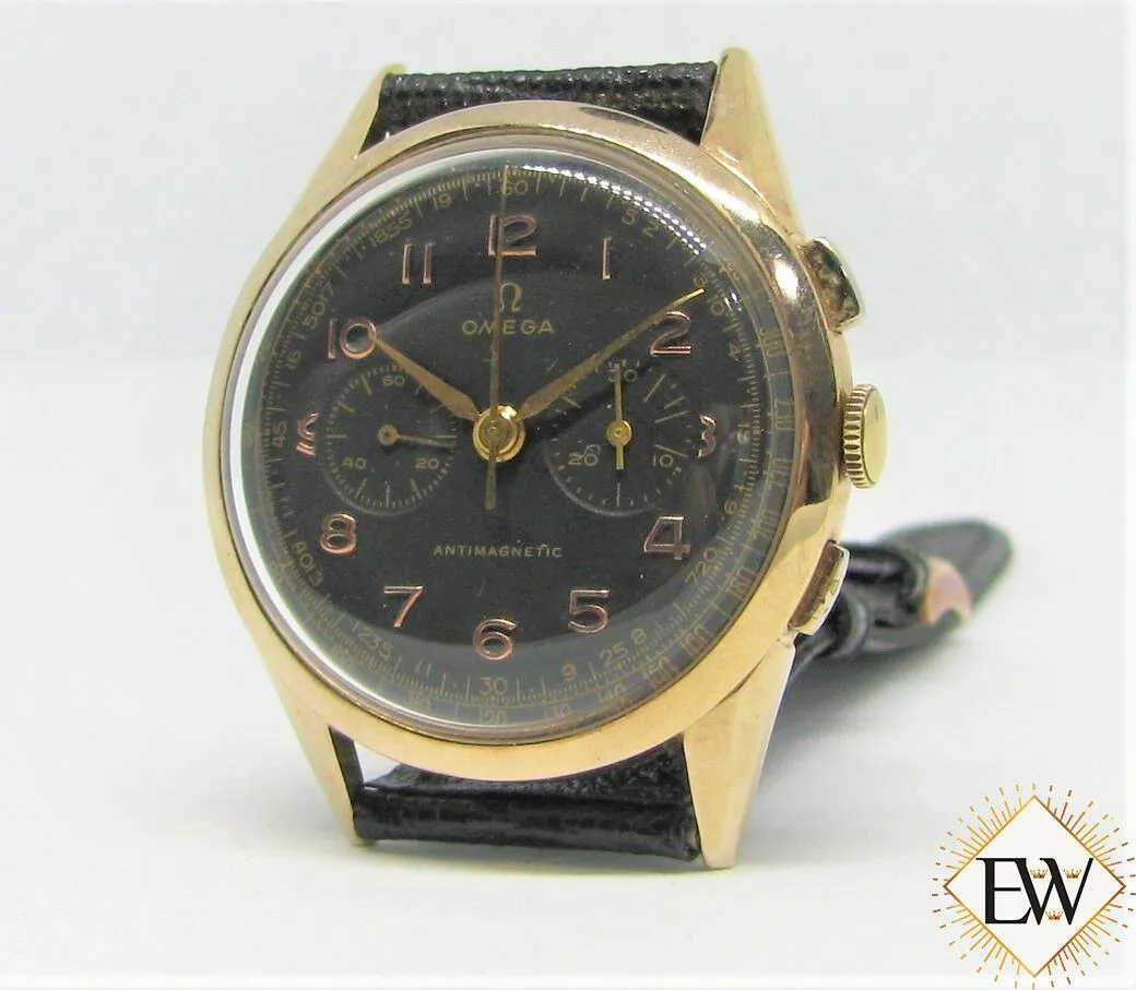 Serviced Vintage OMEGA 2872 OT 18K GOLD CHRONOGRAPH 320 Pre 321 Box & Paper 1952