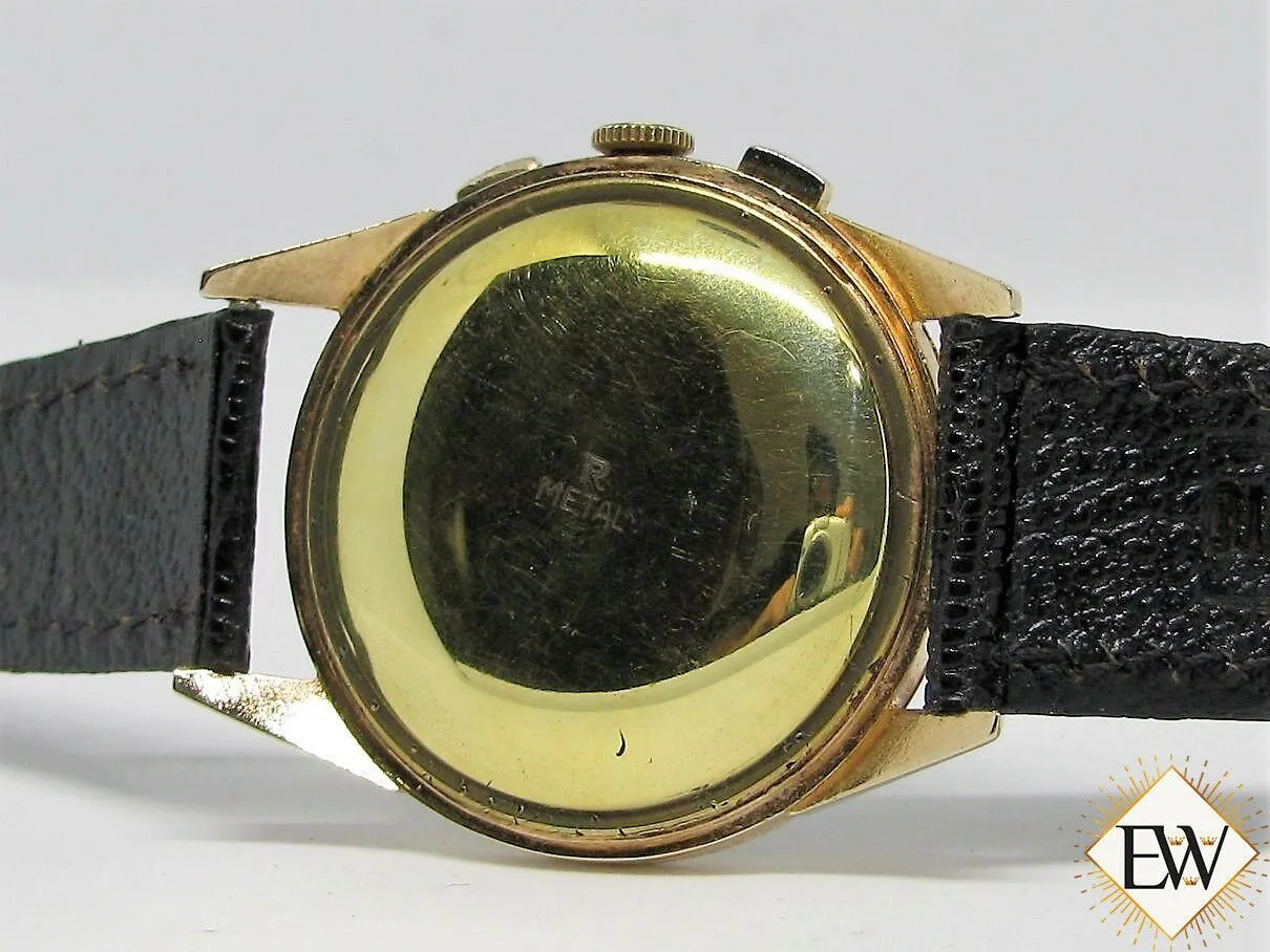 Serviced Vintage OMEGA 2872 OT 18K GOLD CHRONOGRAPH 320 Pre 321 Box & Paper 1952