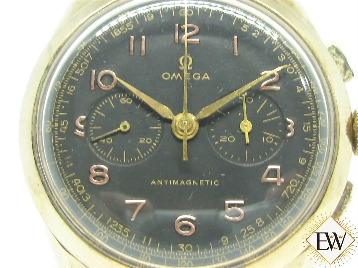 Serviced Vintage OMEGA 2872 OT 18K GOLD CHRONOGRAPH 320 Pre 321 Box & Paper 1952