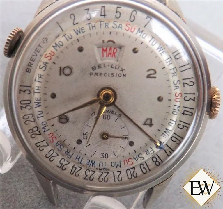 Serviced Vintage Rare Bel-Lux Precision Date-O-Graph Triple Date Day Date Watch