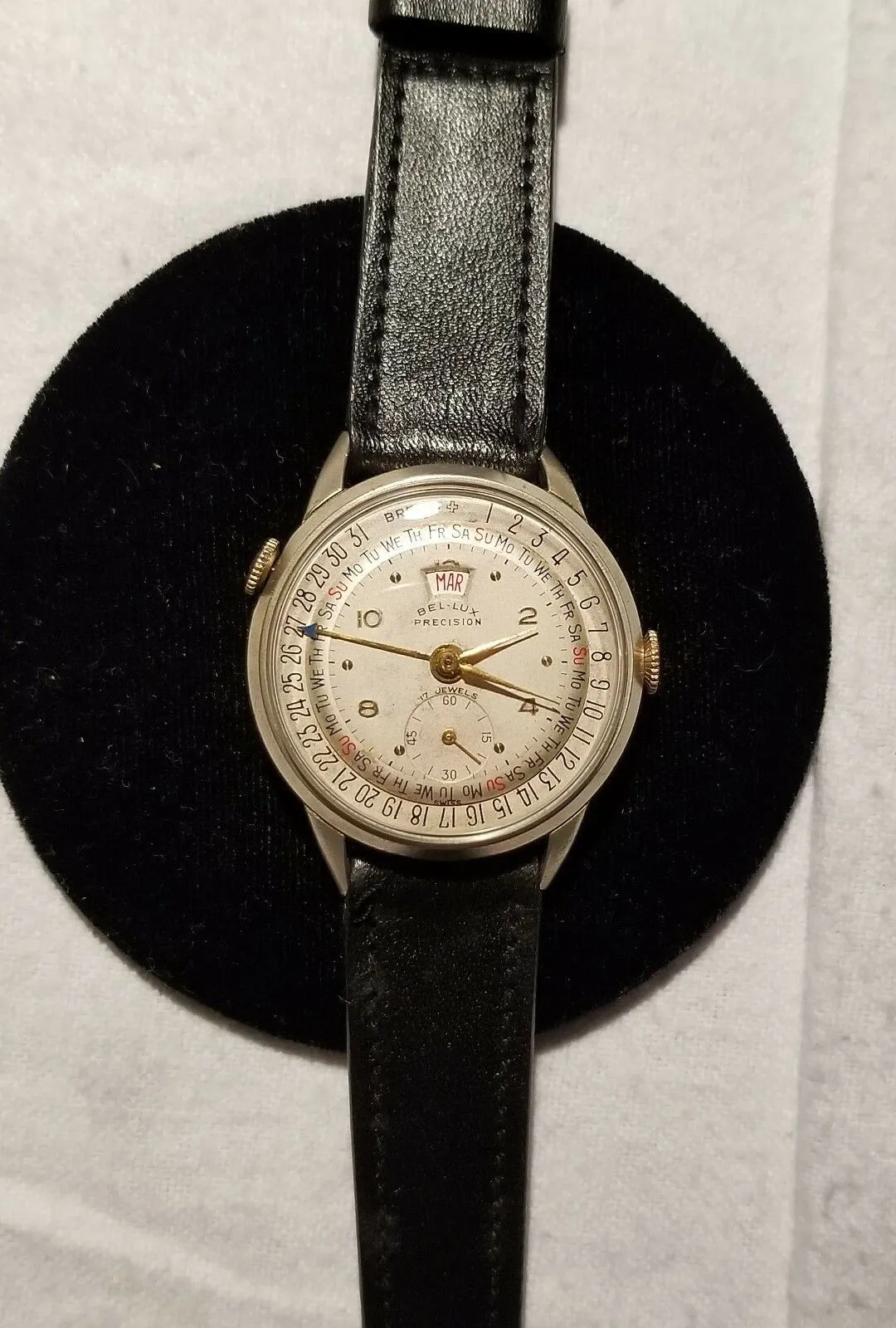 Serviced Vintage Rare Bel-Lux Precision Date-O-Graph Triple Date Day Date Watch