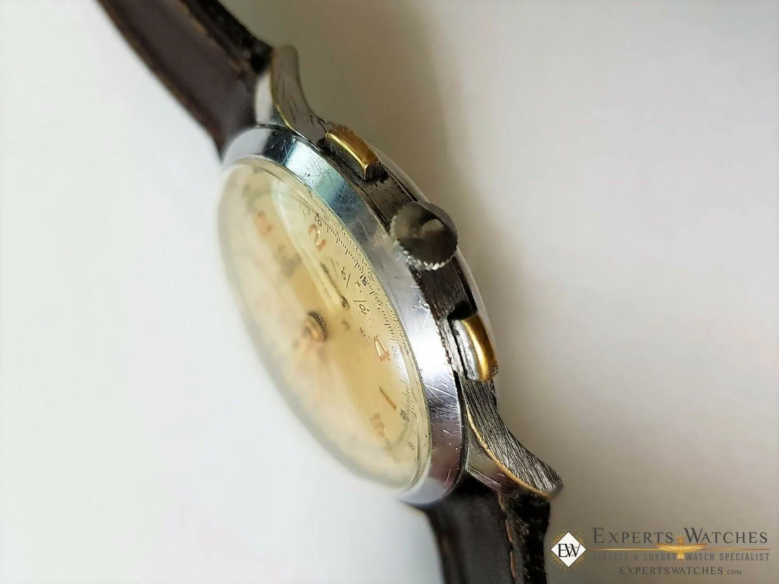 SOLD!!!  1950s Serviced Vintage Officers Lemania Chronograph cal 1270 (320 / 321) Watch