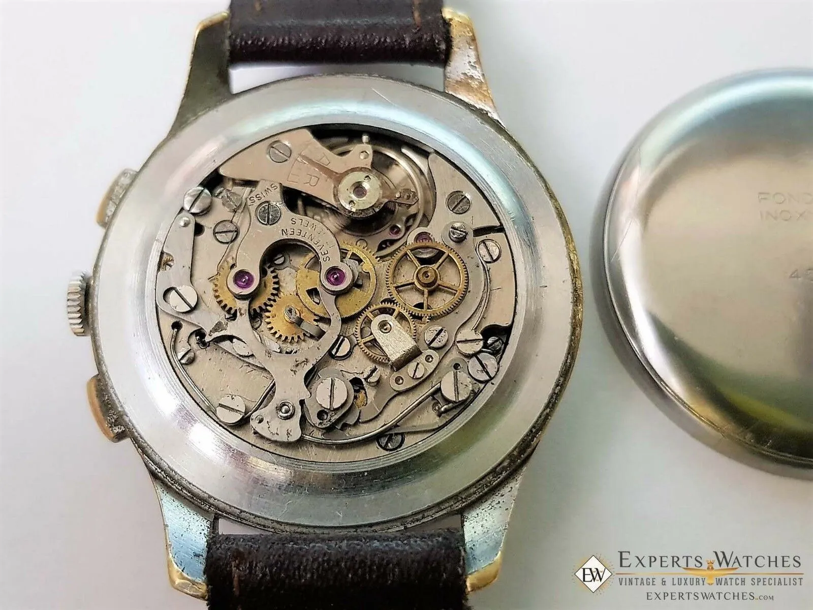 SOLD!!!  1950s Serviced Vintage Officers Lemania Chronograph cal 1270 (320 / 321) Watch
