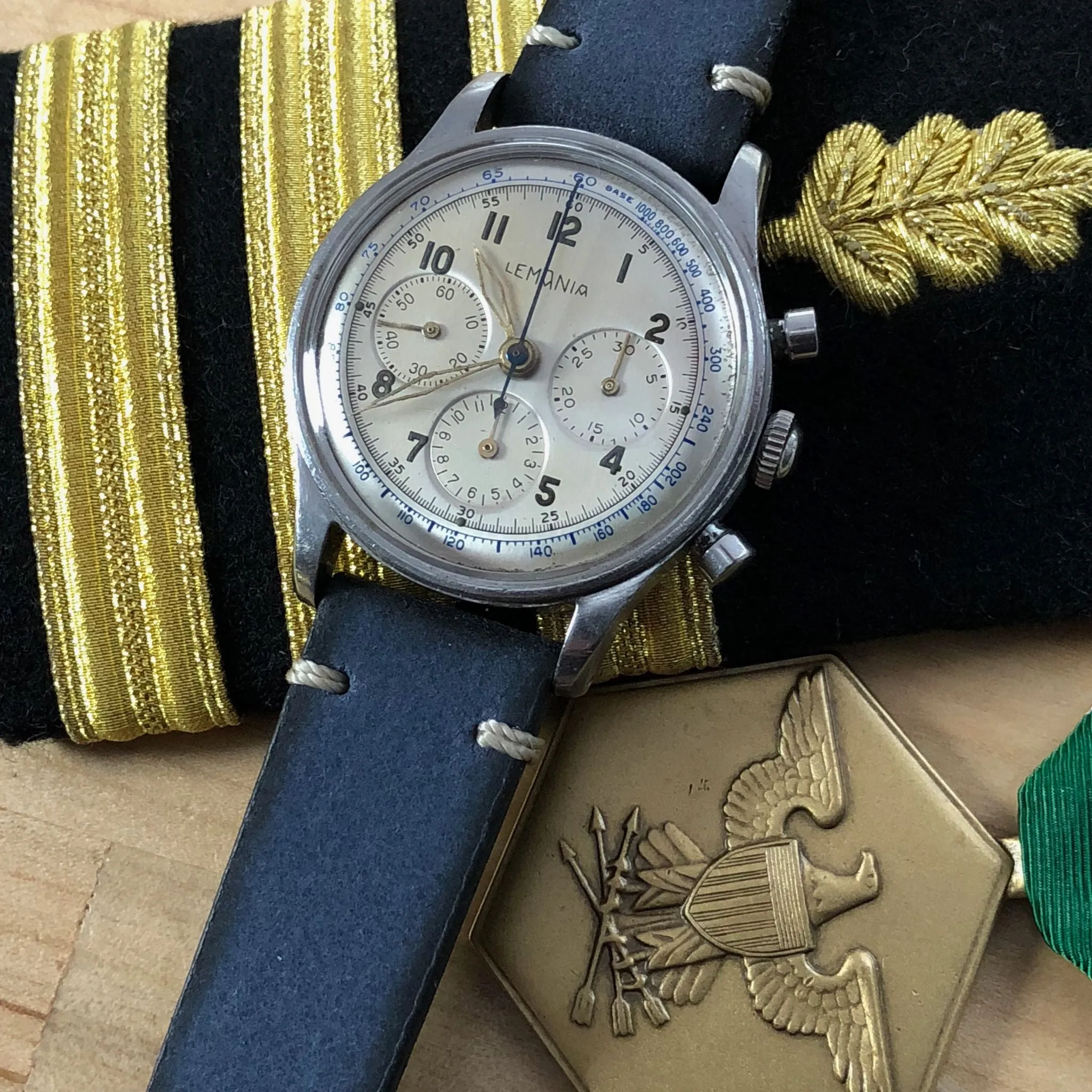 Sold - Lemania Vintage Military Pilot Aviator Chronograph Calibre 27 CH (Omega 321) Same as Omega 2451 - US Navy World War II Inscription 1942-1949