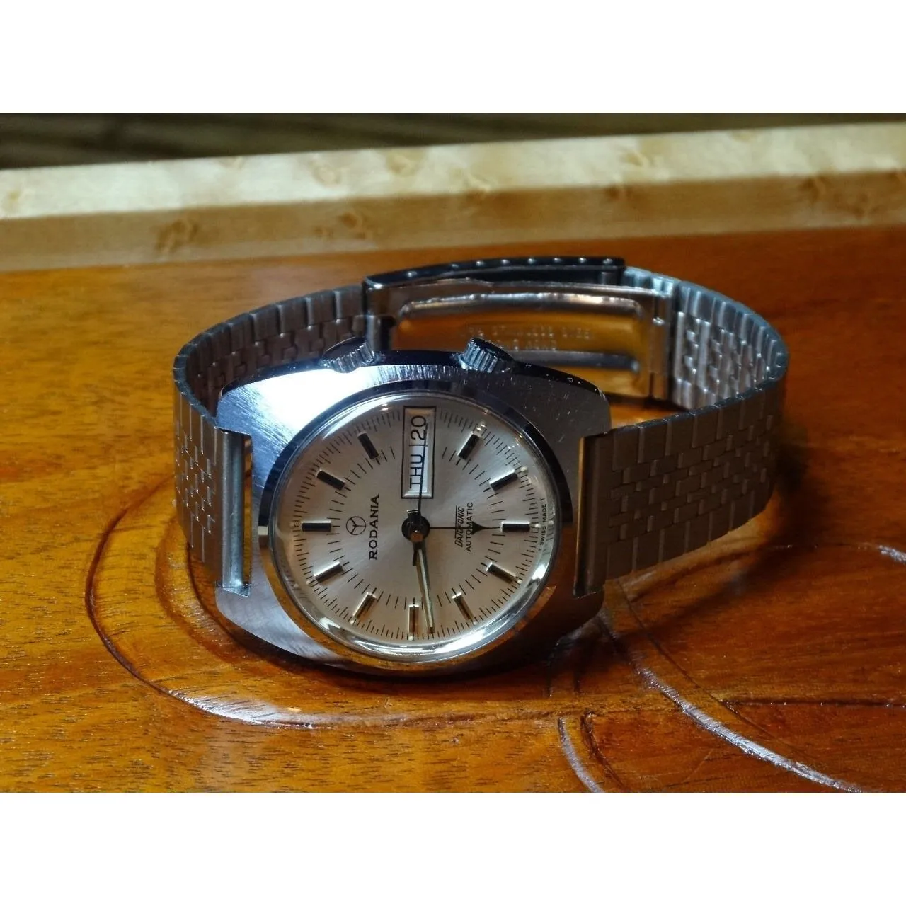 Sold - Rodania Datofonic Automatic Alarm Day Date A. Schild (a.s.) 5008, 1970’s New Old Stock