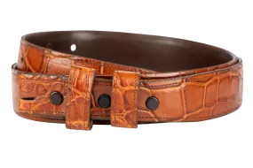 Stallion 1.25" Alligator Tapered Belt Strap - Antique Cognac