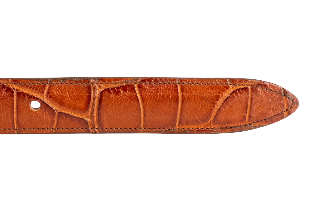 Stallion 1.25" Alligator Tapered Belt Strap - Antique Cognac