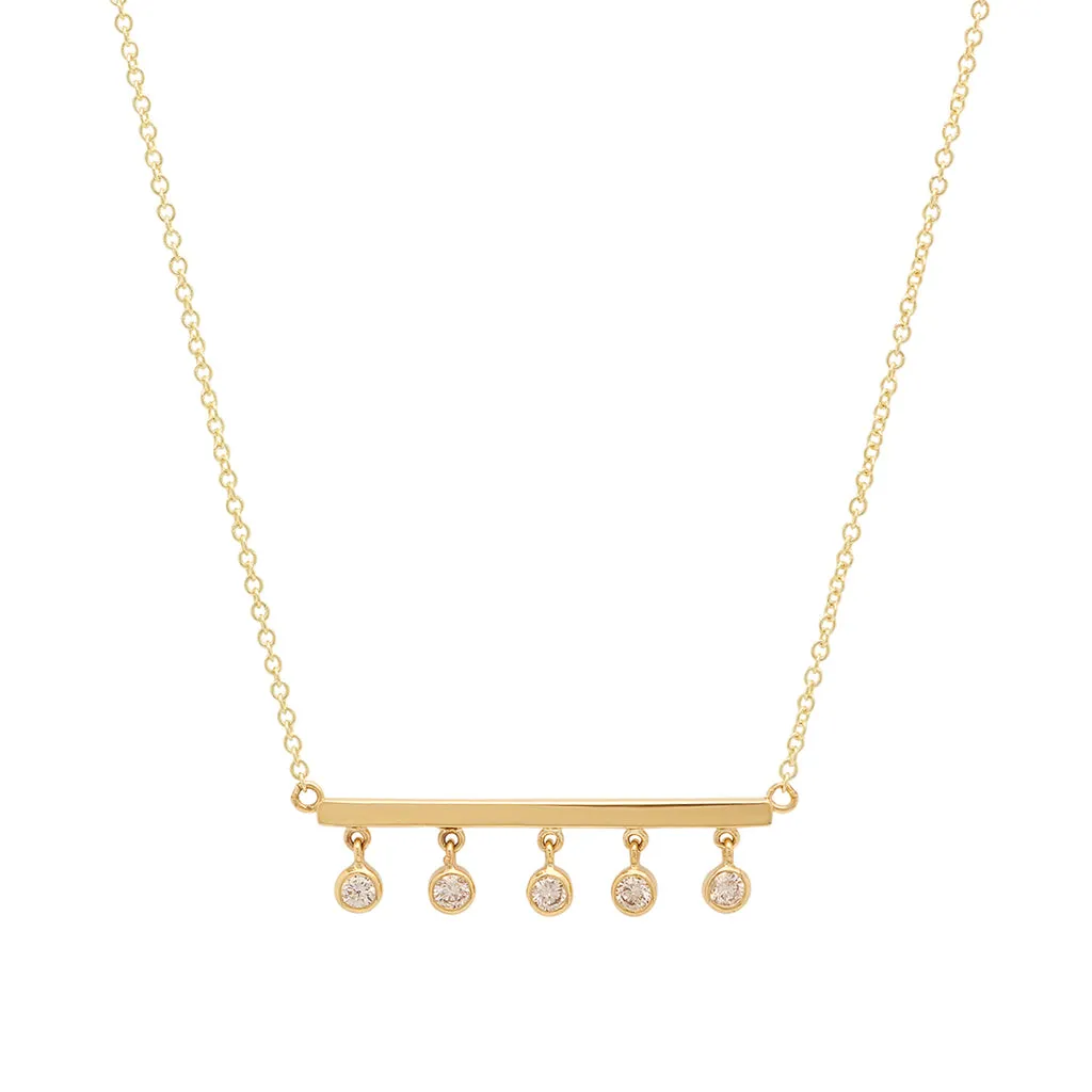 Stick with Diamond Bezel Dangle Necklace